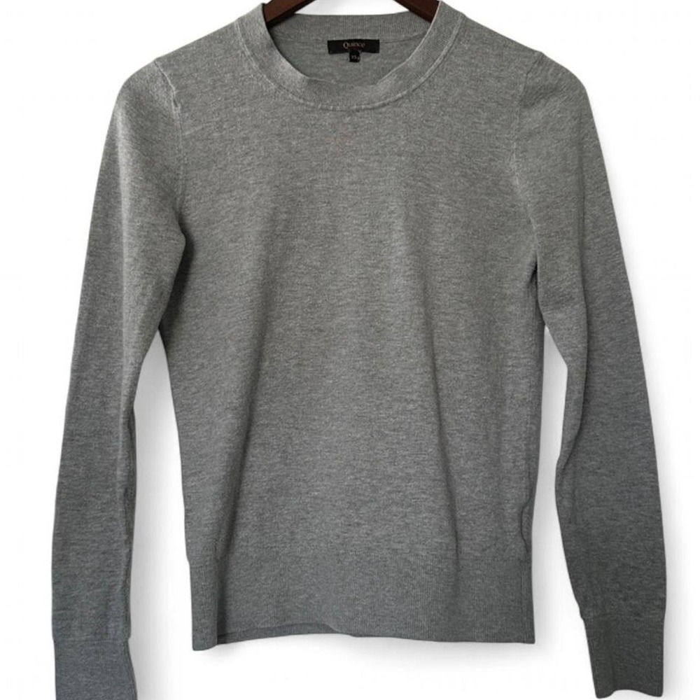 Quince Organic Cotton Cashmere Blend Crewneck Knit Sweater Heather Gray XS - Picture 2 of 5